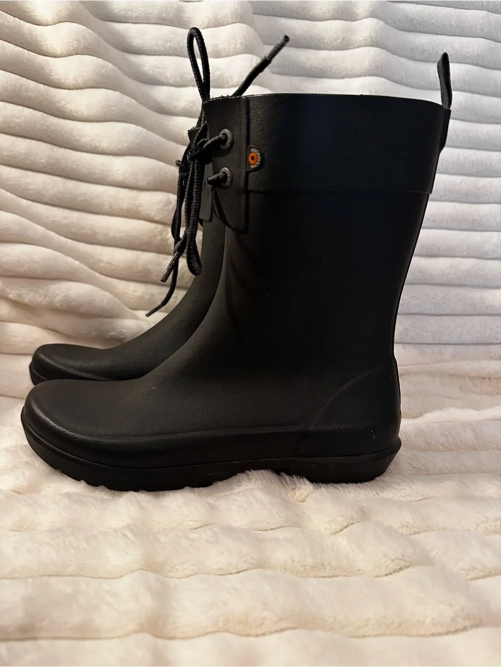 NWOT Bogs Black Lace-Up Women's Rain Boots
